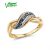 VISTOSO Genuine 14K 585 Yellow Gold Sparkling Fancy Blue Diamond Ring For Women Luxury Engagement Anniversary Lady Fine Jewelry